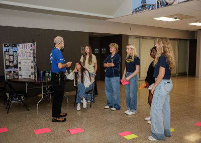 Visitors at the chapter table in the terminal